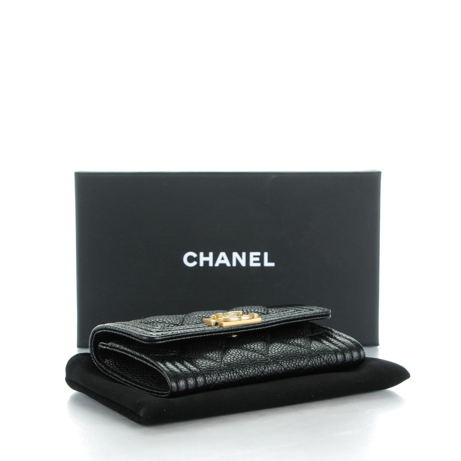 Chanel Caviar Quilted Boy Card Holder Wallet Black 4 of 8