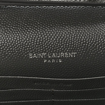 Saint Laurent Grain De Poudre Matelasse Chevron Monogram Envelope Chain Wallet Earth 6 of 9