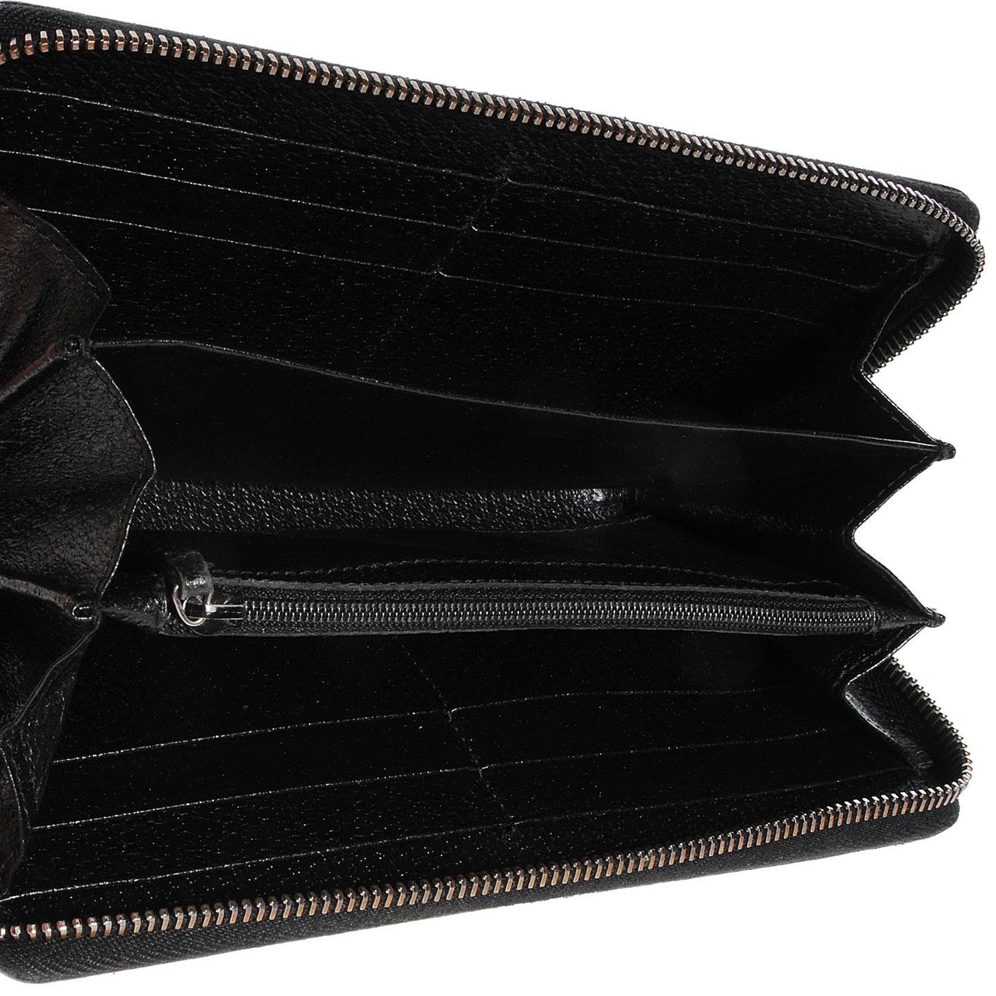 Monogram Metal Bar Zip Around Wallet Black