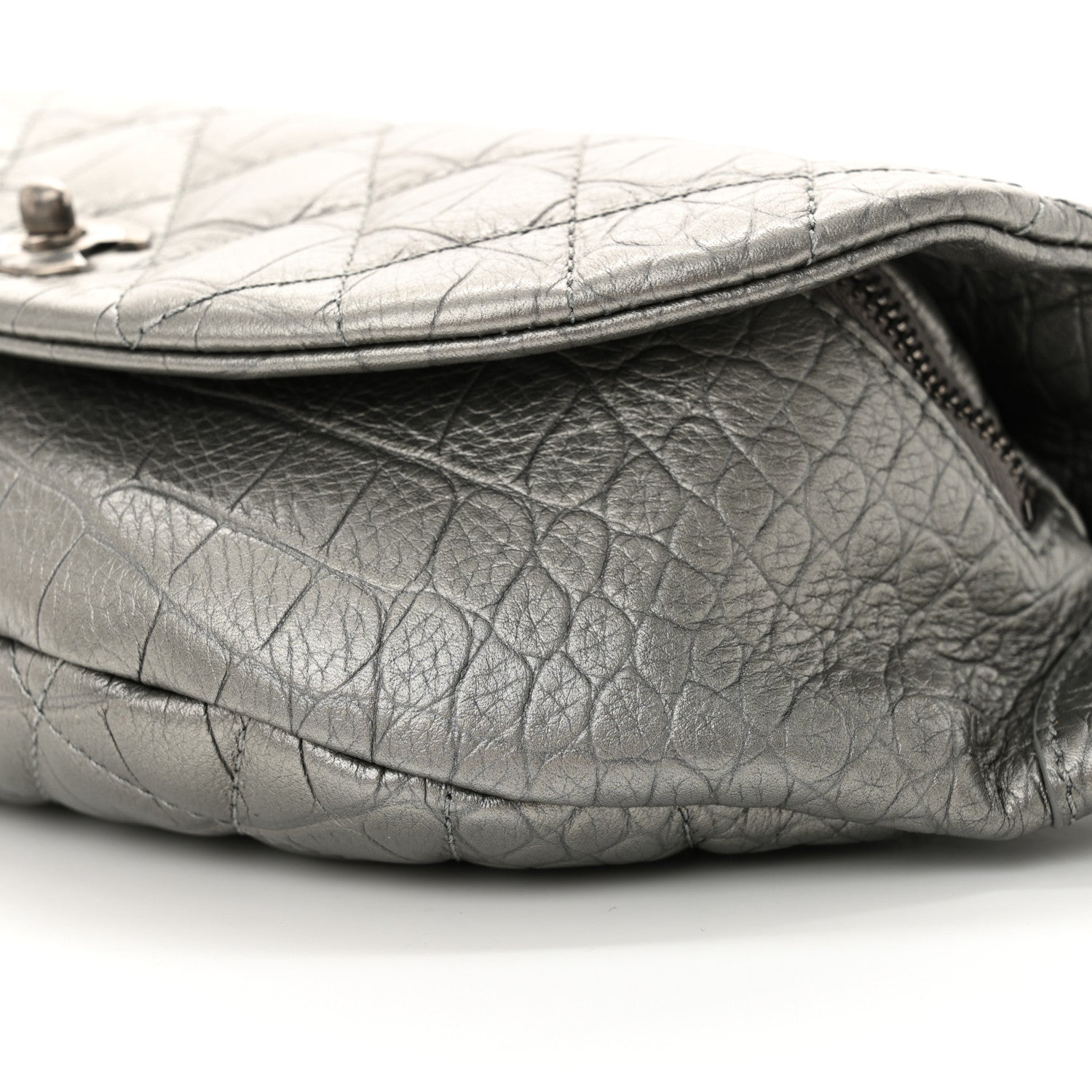 Chanel Metallic Calfskin Crocodile Embossed Quilted Easy Trip Waist Bag Fanny Pack Silver 10 of 10
