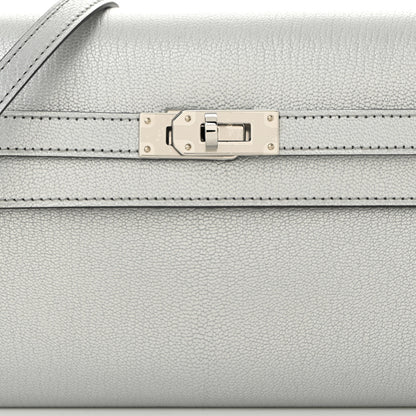 Hermes Metallic Chevre Chamkilight Kelly Wallet To Go Argent 8 of 11