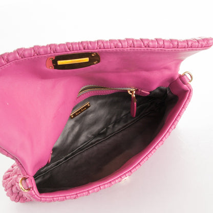 Miu Miu Nappa Matelasse Crystal Flap Clutch Fuxia 6 of 9