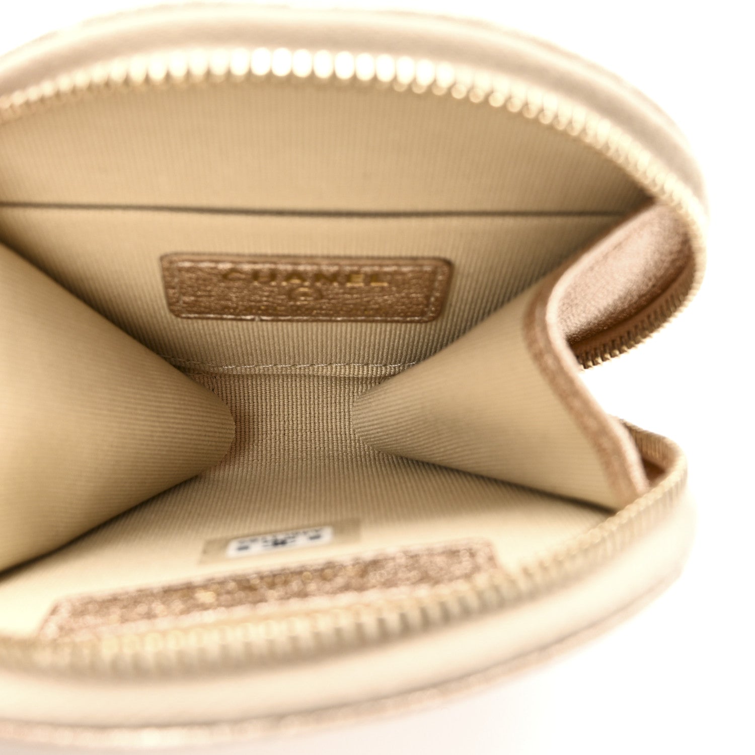 Chanel Metallic Lambskin Quilted Round Clip On Coin Purse Airpods Case Gold 4 of 8