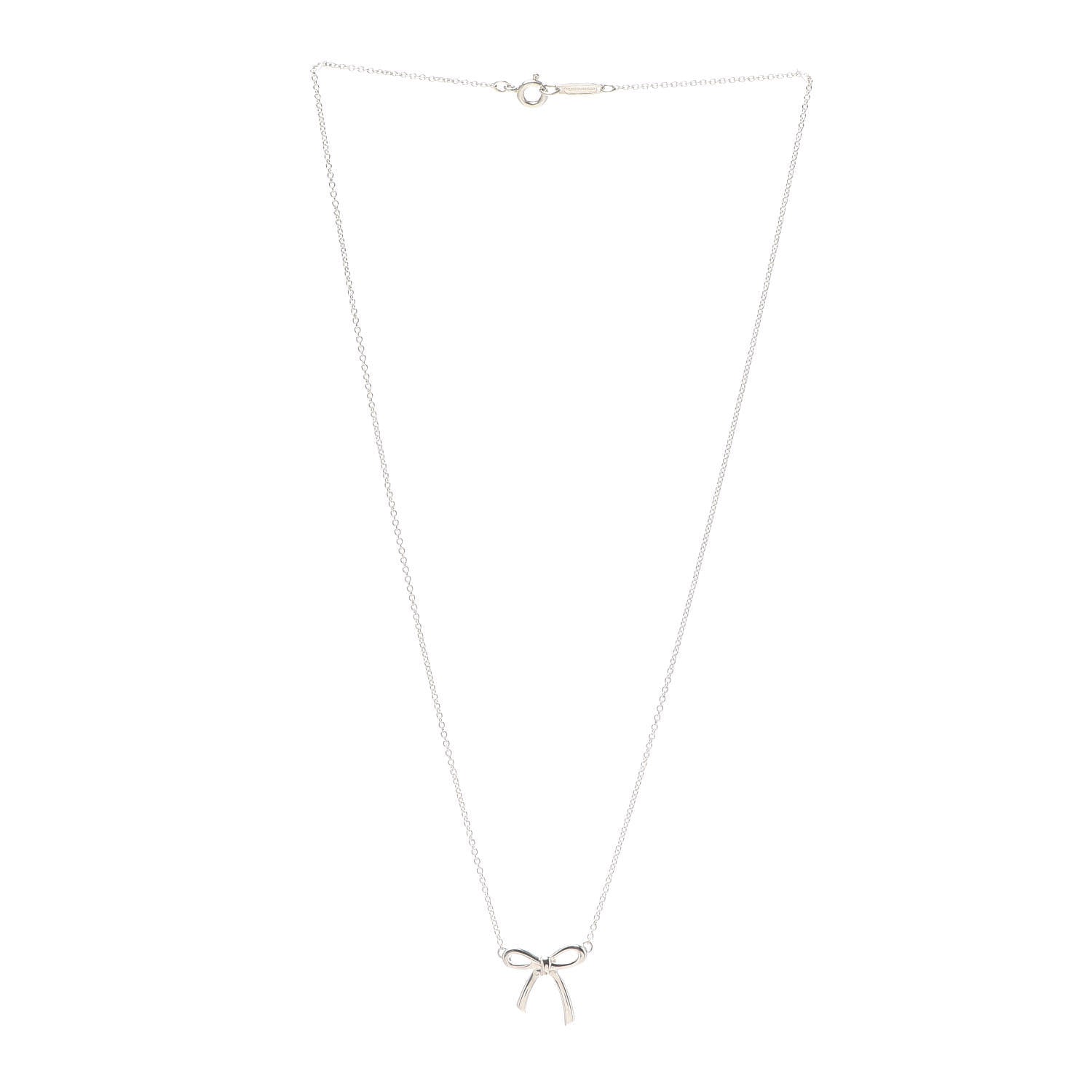 Tiffany Sterling Silver Bow Pendant Necklace 3 of 5