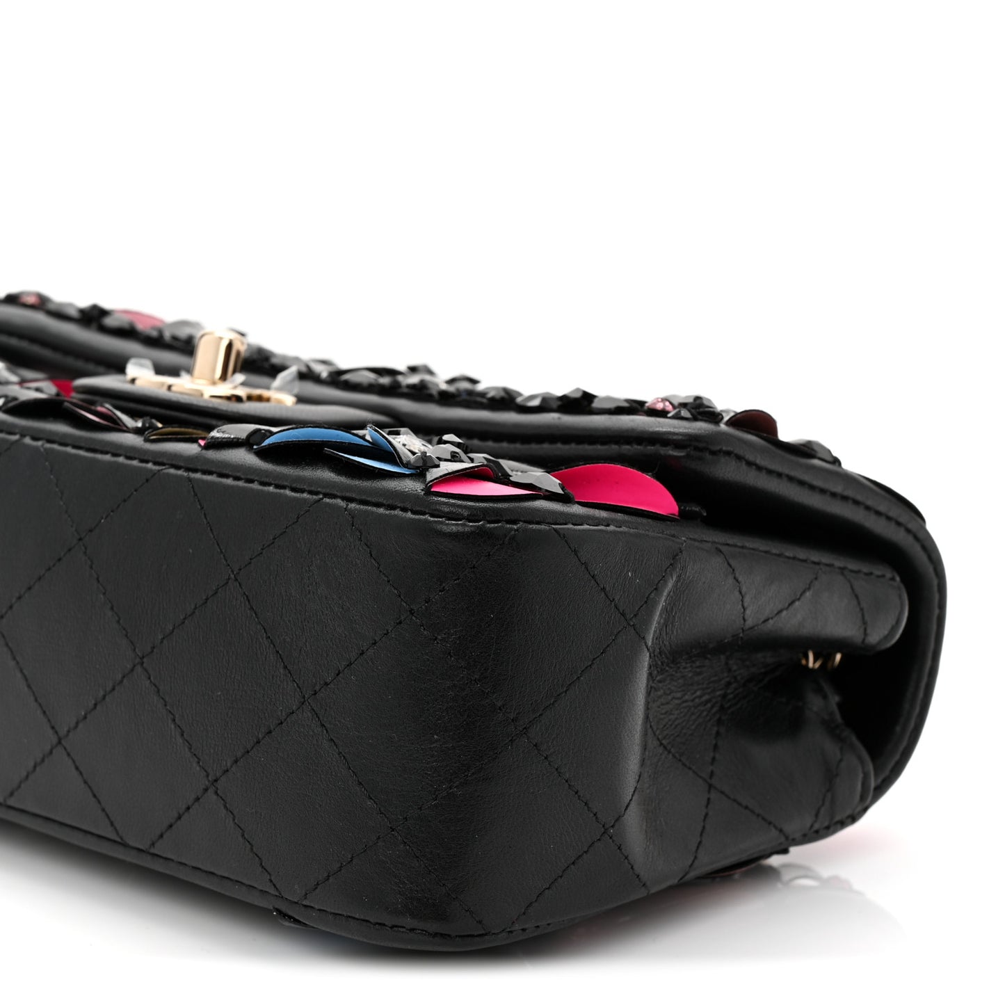 Lambskin Crystal Mini Rectangular Flap Black Multicolor