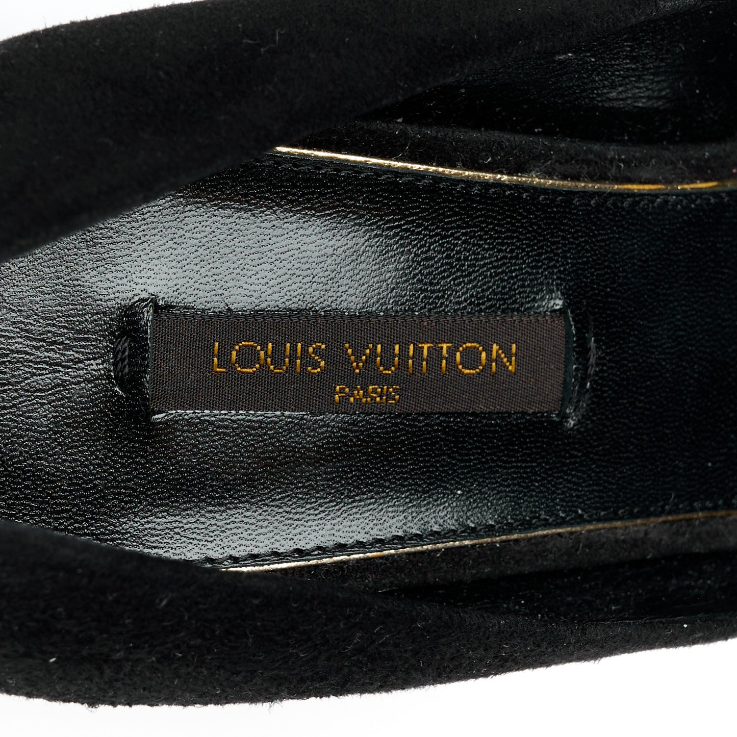 Suede Crystal Peep Toe Wedge 37 Black
