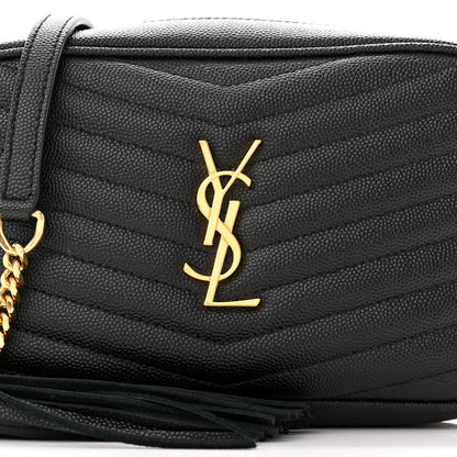 Saint Laurent Grain De Poudre Matelasse Monogram Mini Lou Camera Bag Black 8 of 11