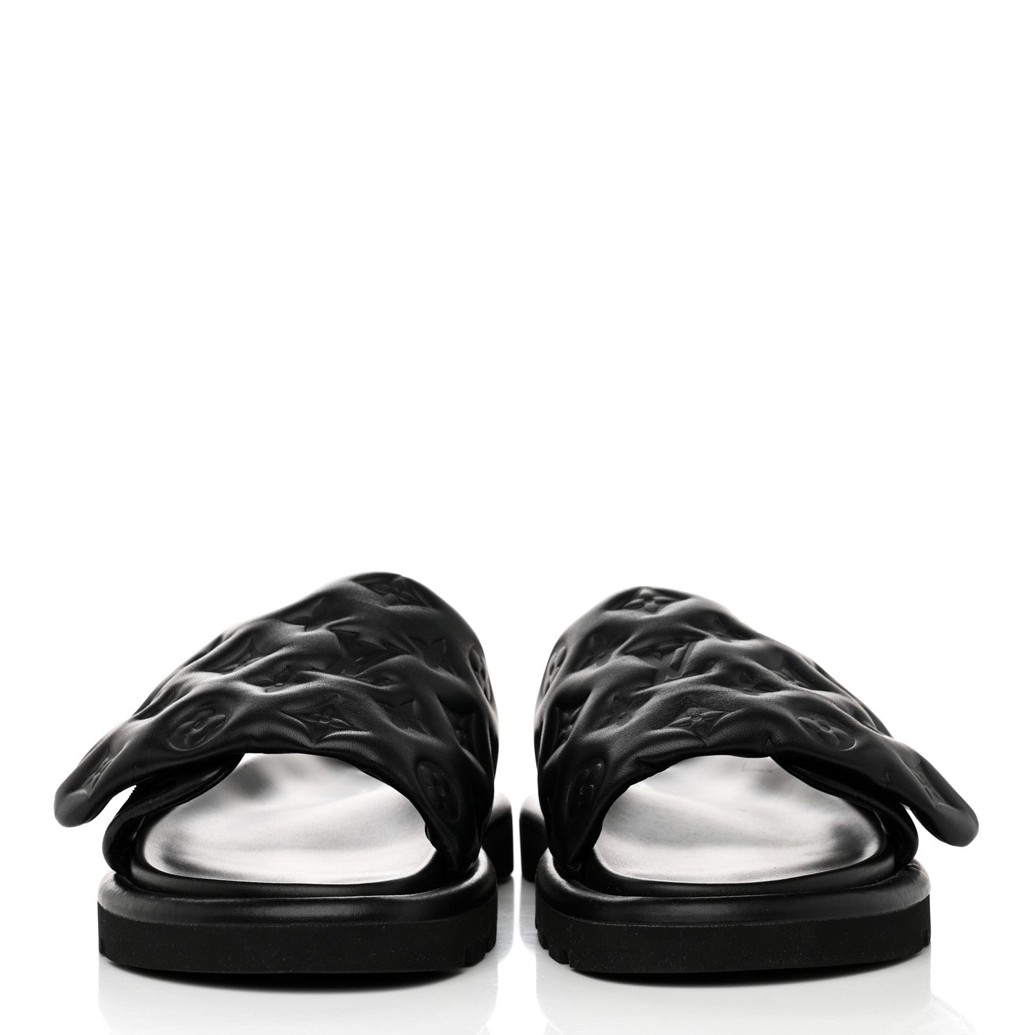 Louis Vuitton Lambskin Embossed Monogram Pool Pillow Flat Comfort Mule 38 Black 2 of 9