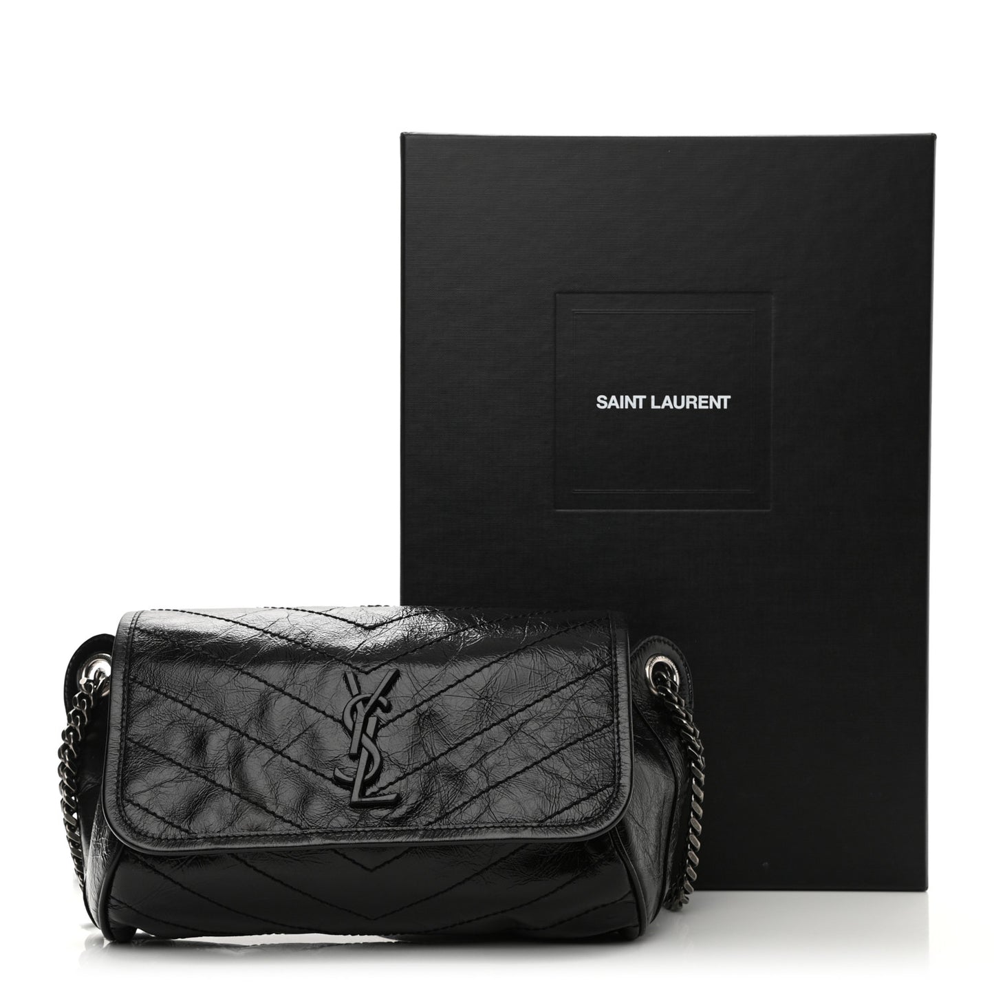Crinkled Calfskin Matelasse Monogram Niki Body Bag Black