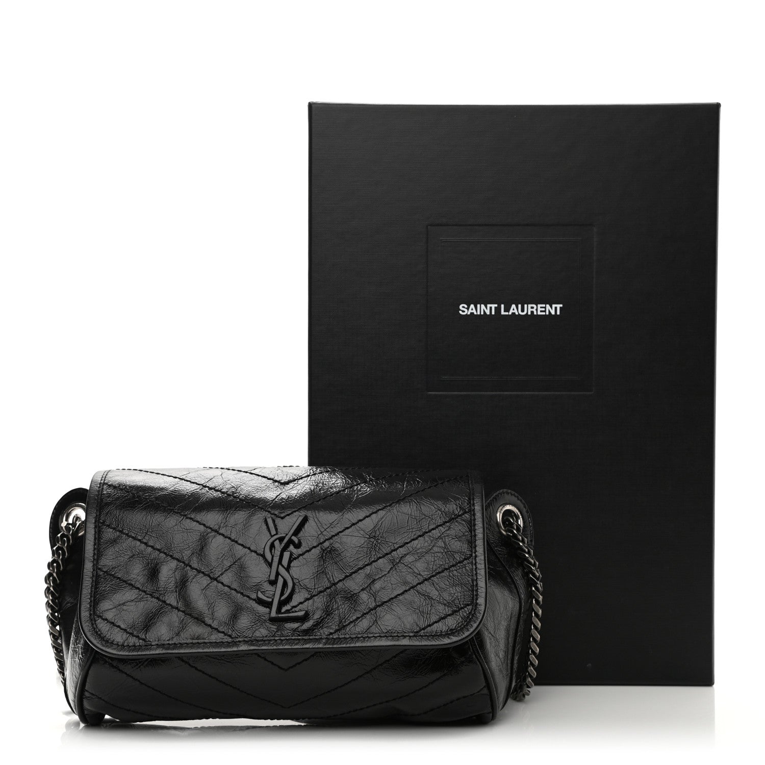 Saint Laurent Crinkled Calfskin Matelasse Monogram Niki Body Bag Black 11 of 11