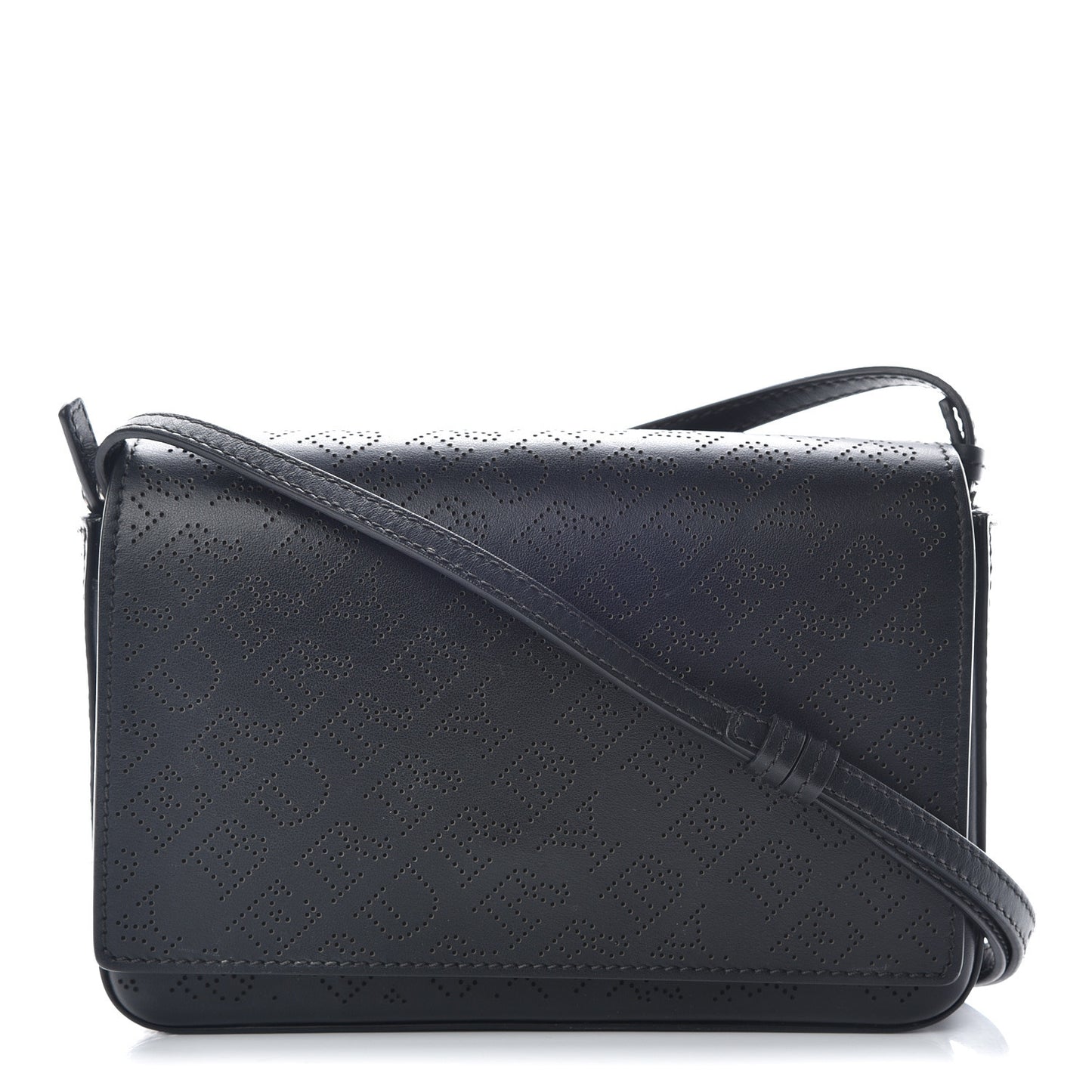 Calfskin Perforated Logo Hampshire Crossbody Black