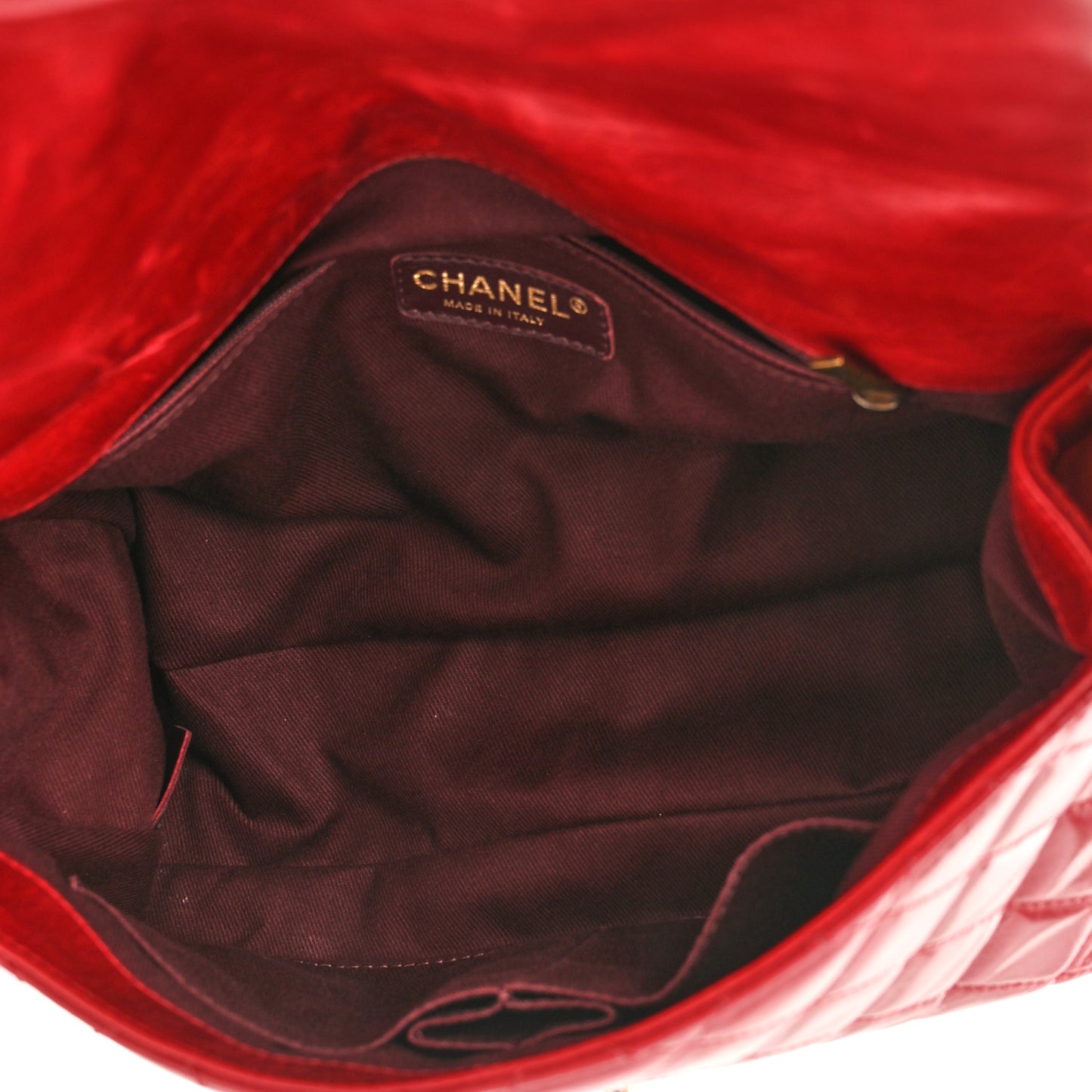Glazed Calfskin Castle Rock Medium Flap Red