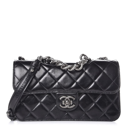 Chanel Glazed Calfskin Quilted Medium Perfect Edge Flap Black 1 of 7