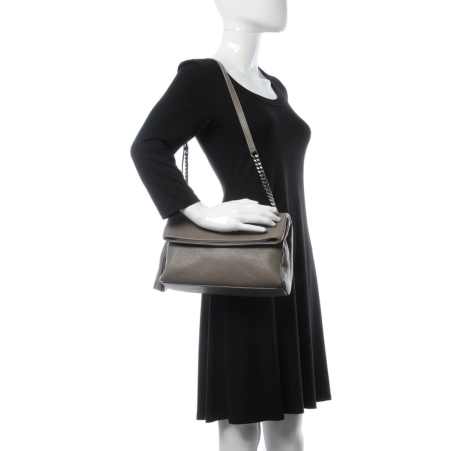 Saint Laurent Sheepskin Medium West Hollywood Monogram Fold-Over Bag Grey 2 of 9