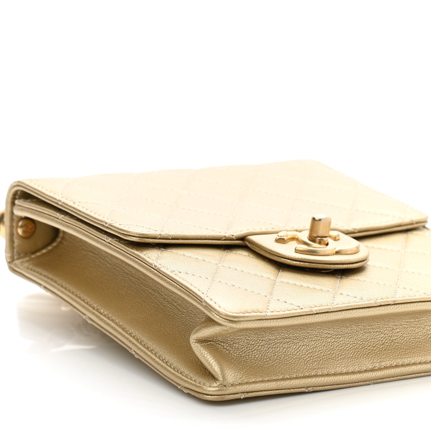 Chanel Metallic Goatskin Quilted Chic Pearls Flap Gold 18 of 19