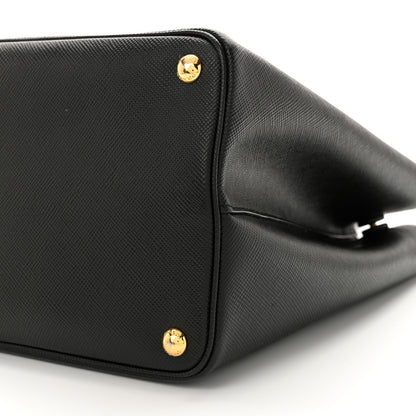 Prada Saffiano Cuir Medium Double Bag Black Fuoco 9 of 13