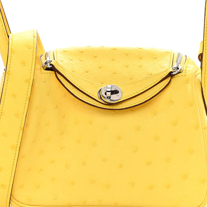 Hermes Ostrich Mini Lindy 20 Jaune Citron 8 of 12