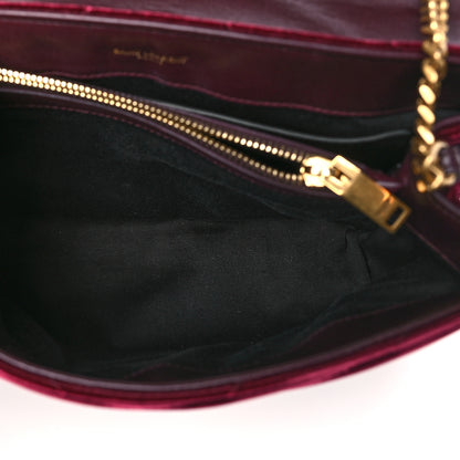 Saint Laurent Velvet Y Quilted Monogram Small Loulou Chain Satchel Burgundy 5 of 10