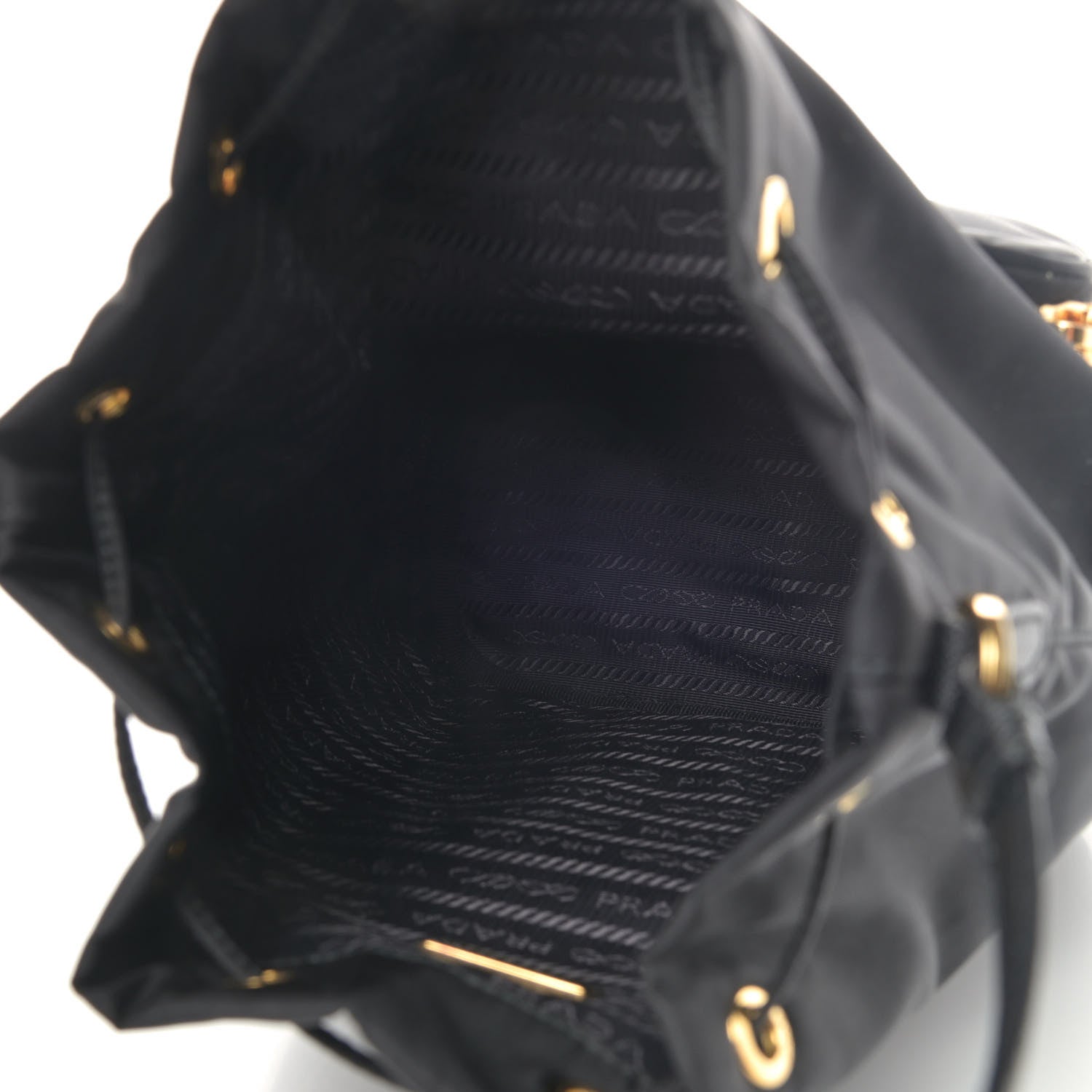 Prada Tessuto Nylon Saffiano Mini Bucket Crossbody Bag Black 4 of 4