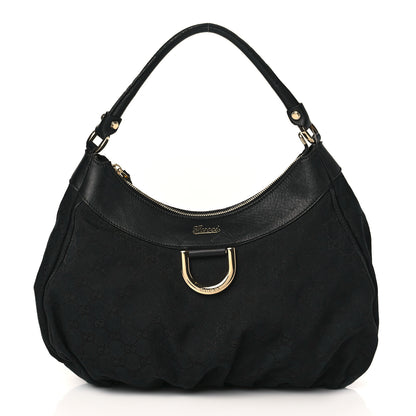 Gucci Monogram Large D Gold Ring Hobo Black 1 of 11