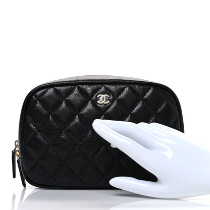 Chanel Caviar Quilted Medium Curvy Pouch Cosmetic Case Black 2 of 7