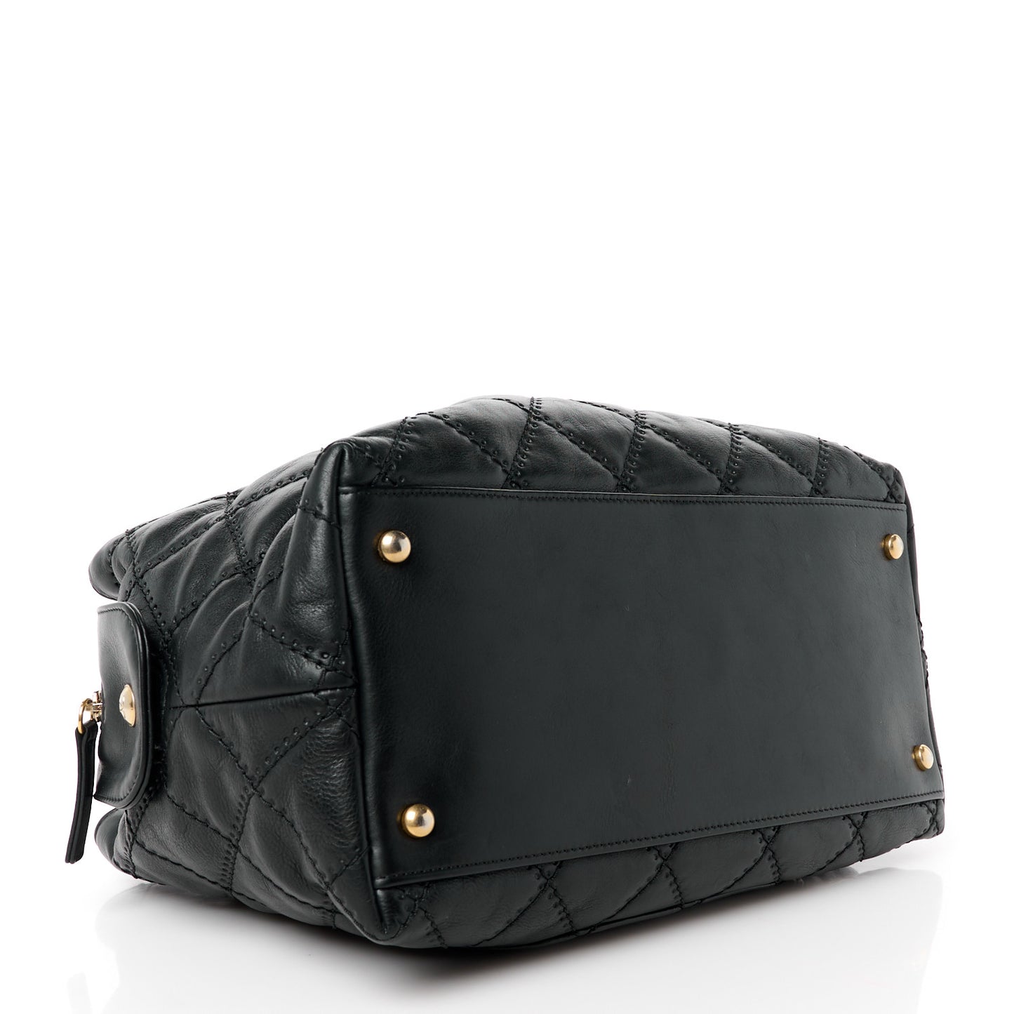 Calfskin Stitched Medium Retro Chain Tote Black