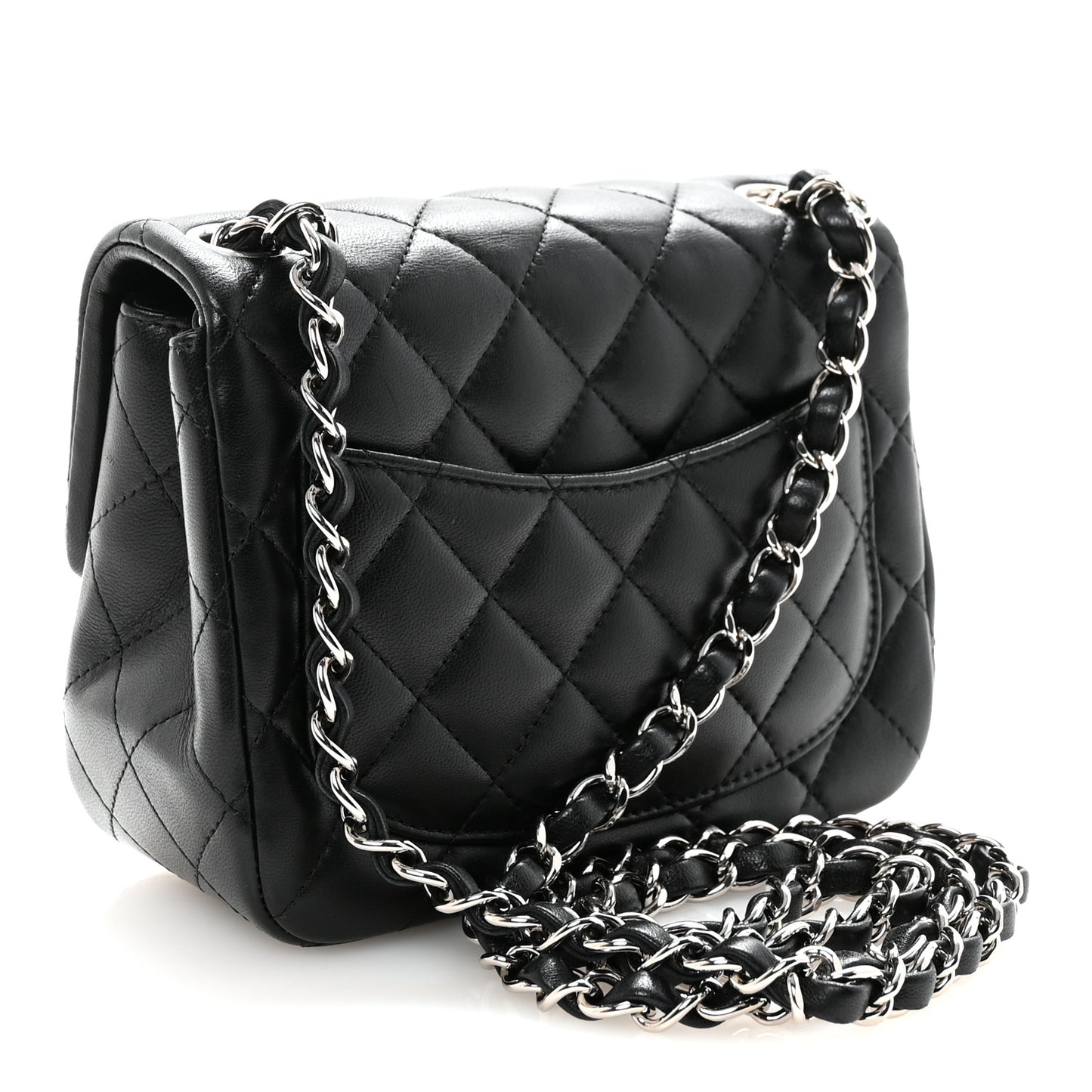 Lambskin Quilted Mini Square Flap Black
