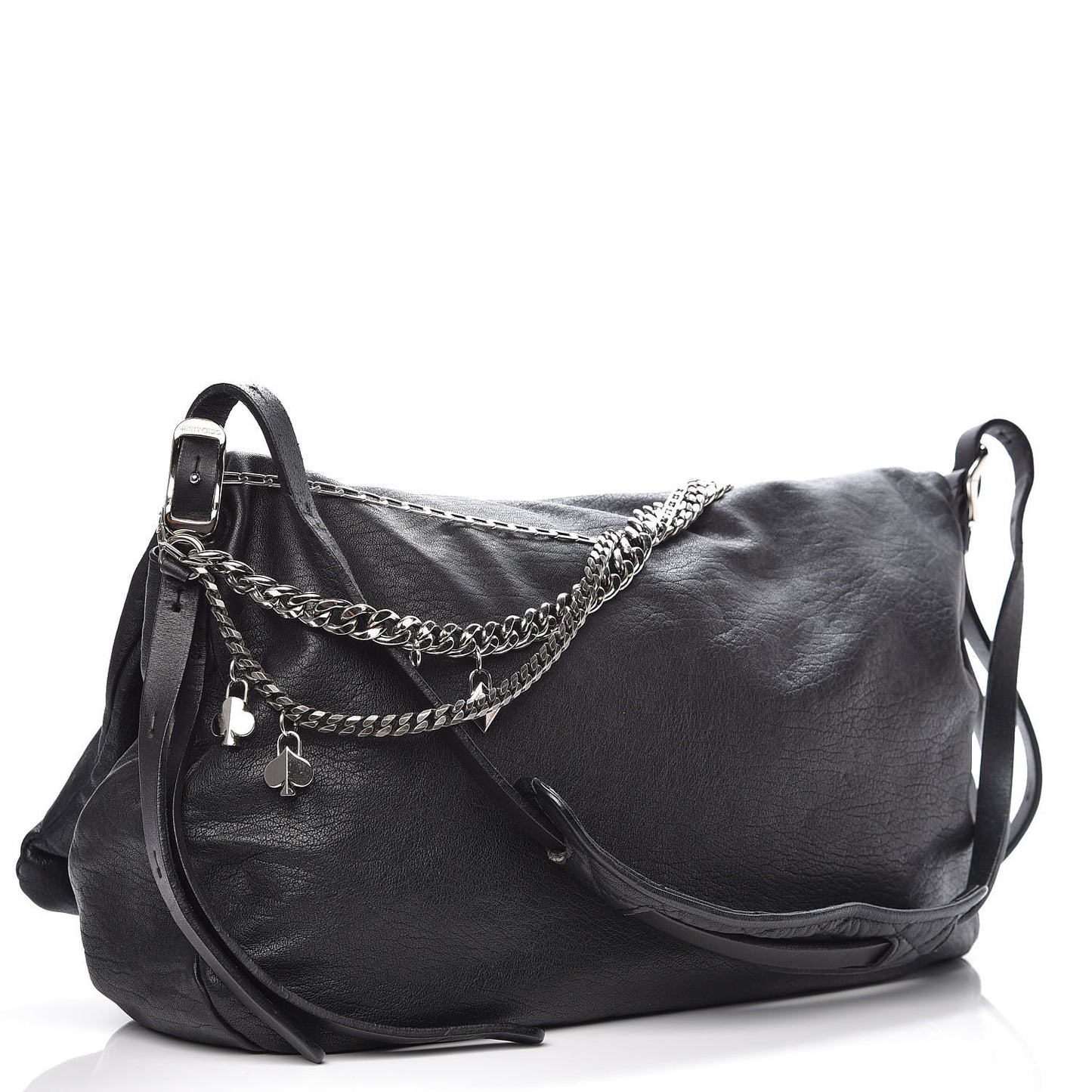 Lambskin Large Biker Hobo Black