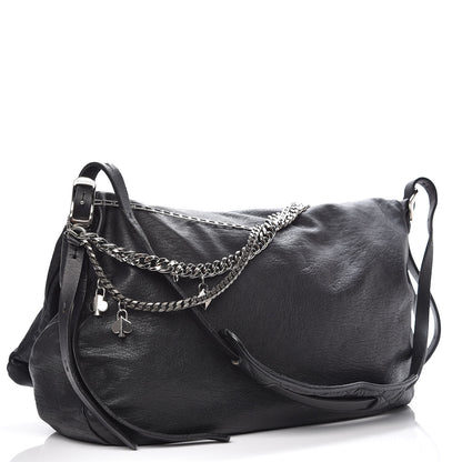 Jimmy Choo Lambskin Large Biker Hobo Black 3 of 12