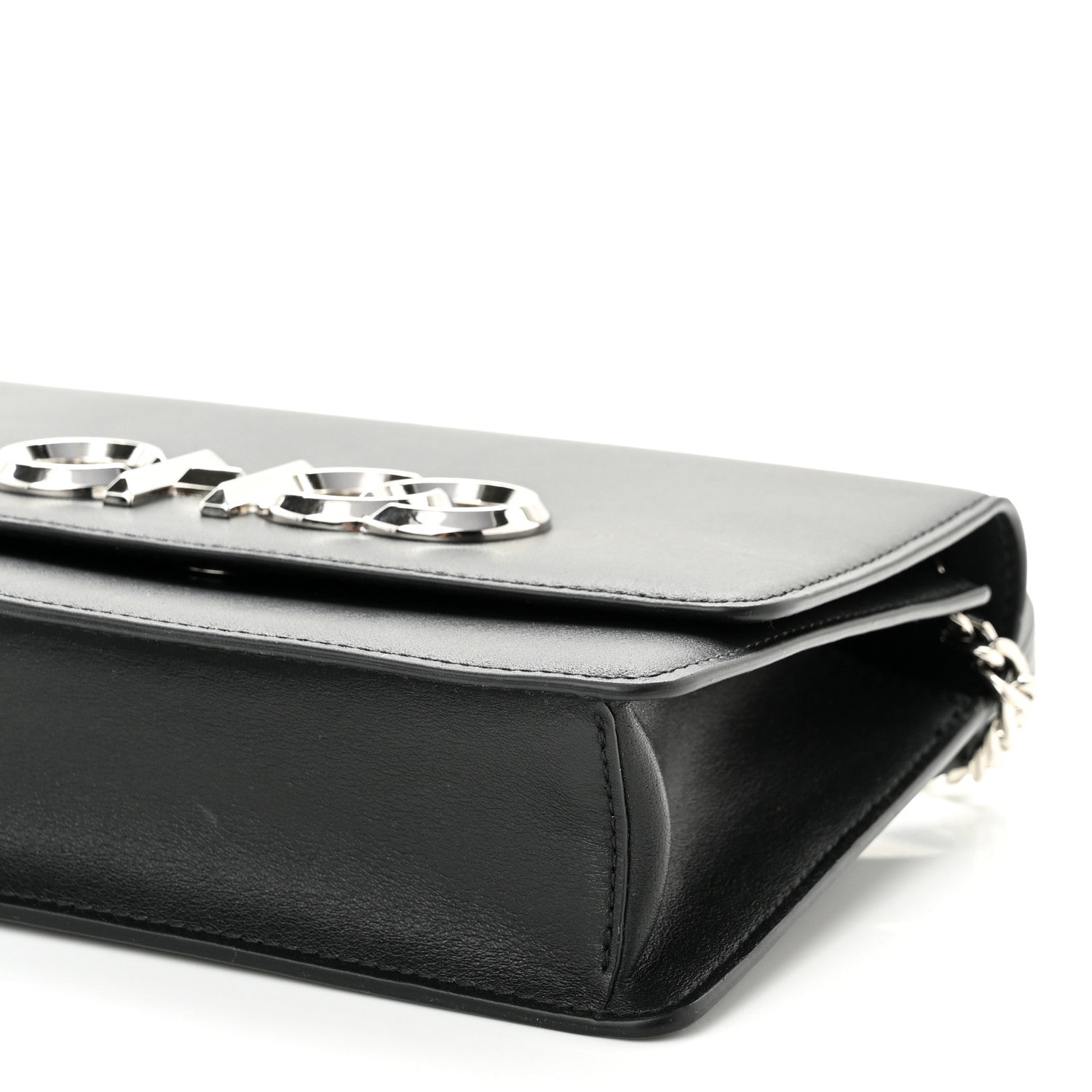 Jimmy Choo Smooth Calfskin Sidney Flap Chain Bag Black 9 of 10