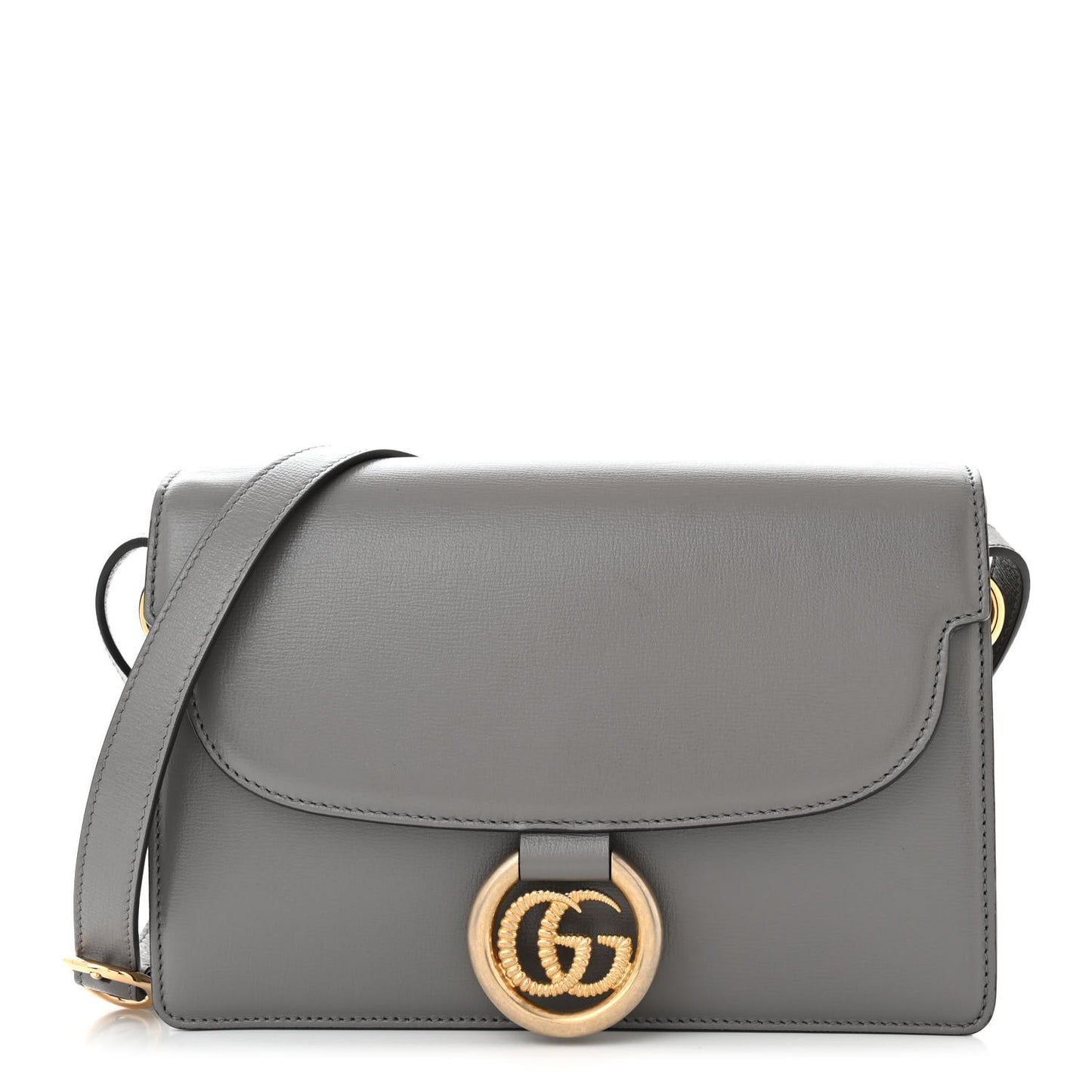 Textured Calfskin Small Torchon GG Ring Shoulder Bag Dusty Grey