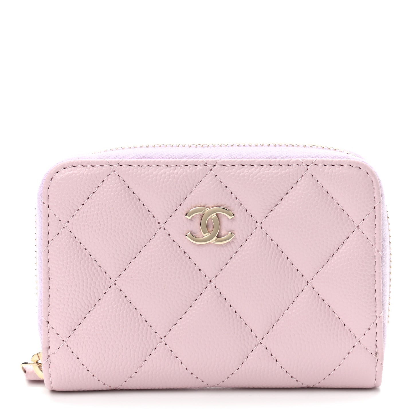 Caviar Quilted Zip Coin Purse Light Pink
