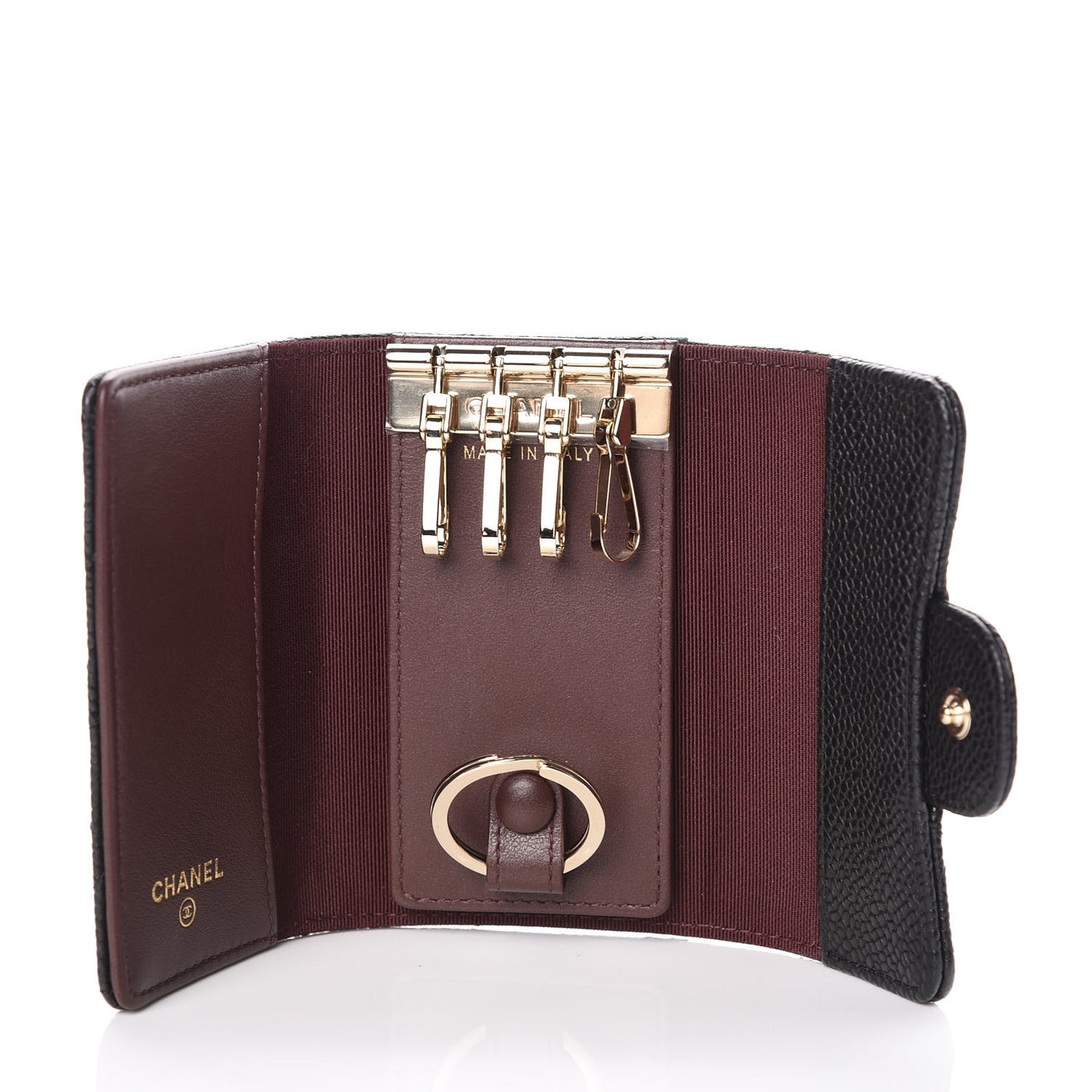 Caviar Quilted Classic 4 Key Holder Wallet Black