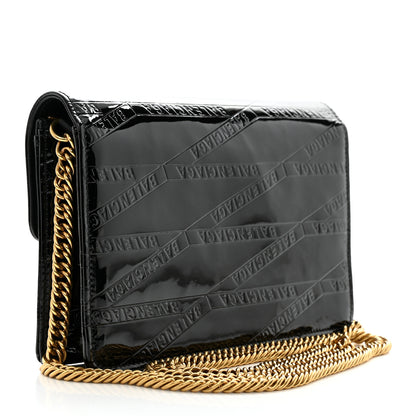 Balenciaga Patent Losange Monogram Embossed BB Wallet On Chain Black 3 of 11