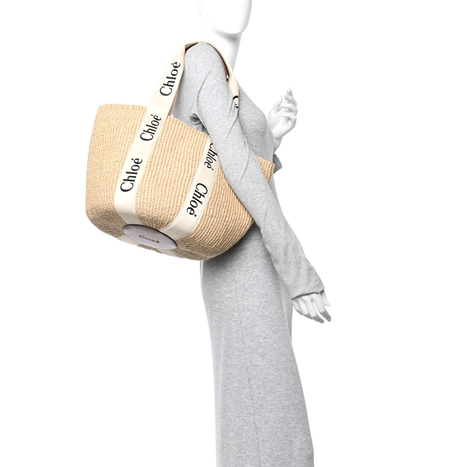 Chloe Raffia Large Woody Tote White 2 of 9