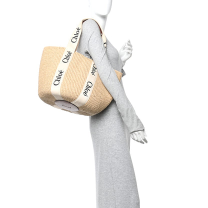 Chloe Raffia Large Woody Tote White 2 of 9