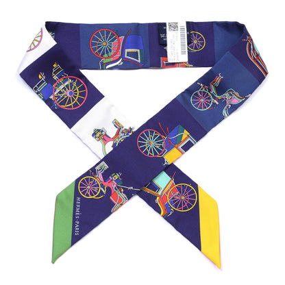 Hermes Silk Les Voitures Exquises Twilly Bleu Vert Multicolor 1 of 4