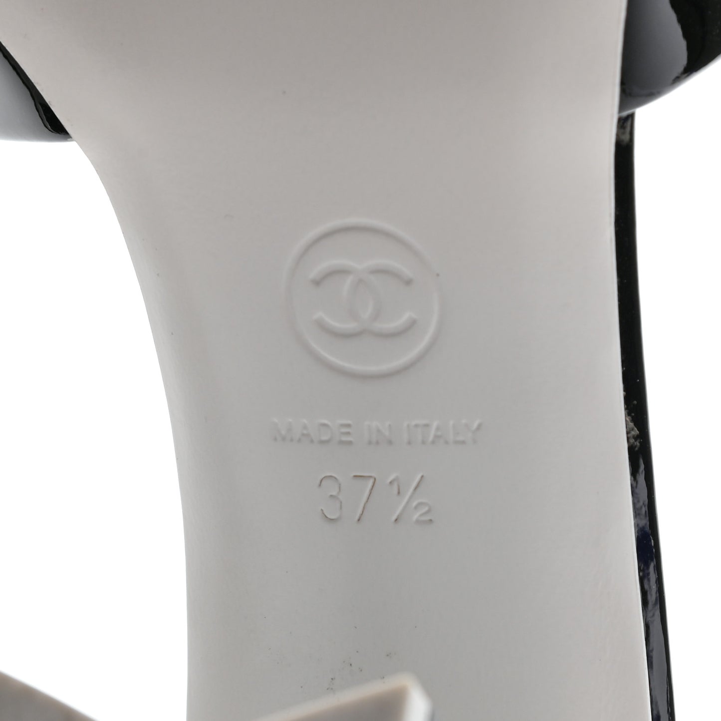 Patent Calfskin Mule 37.5 Black White