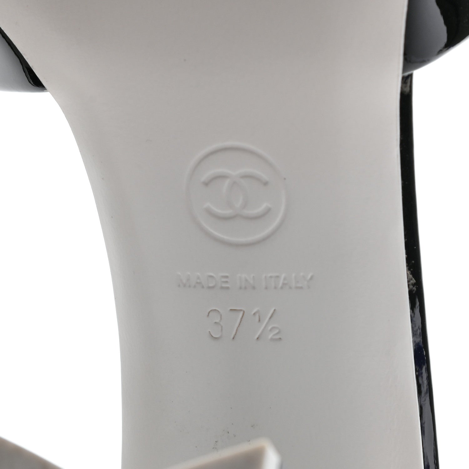 Chanel Patent Calfskin Mule 37.5 Black White 6 of 10