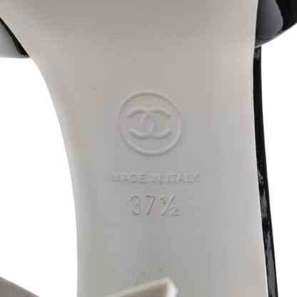 Chanel Patent Calfskin Mule 37.5 Black White 6 of 10