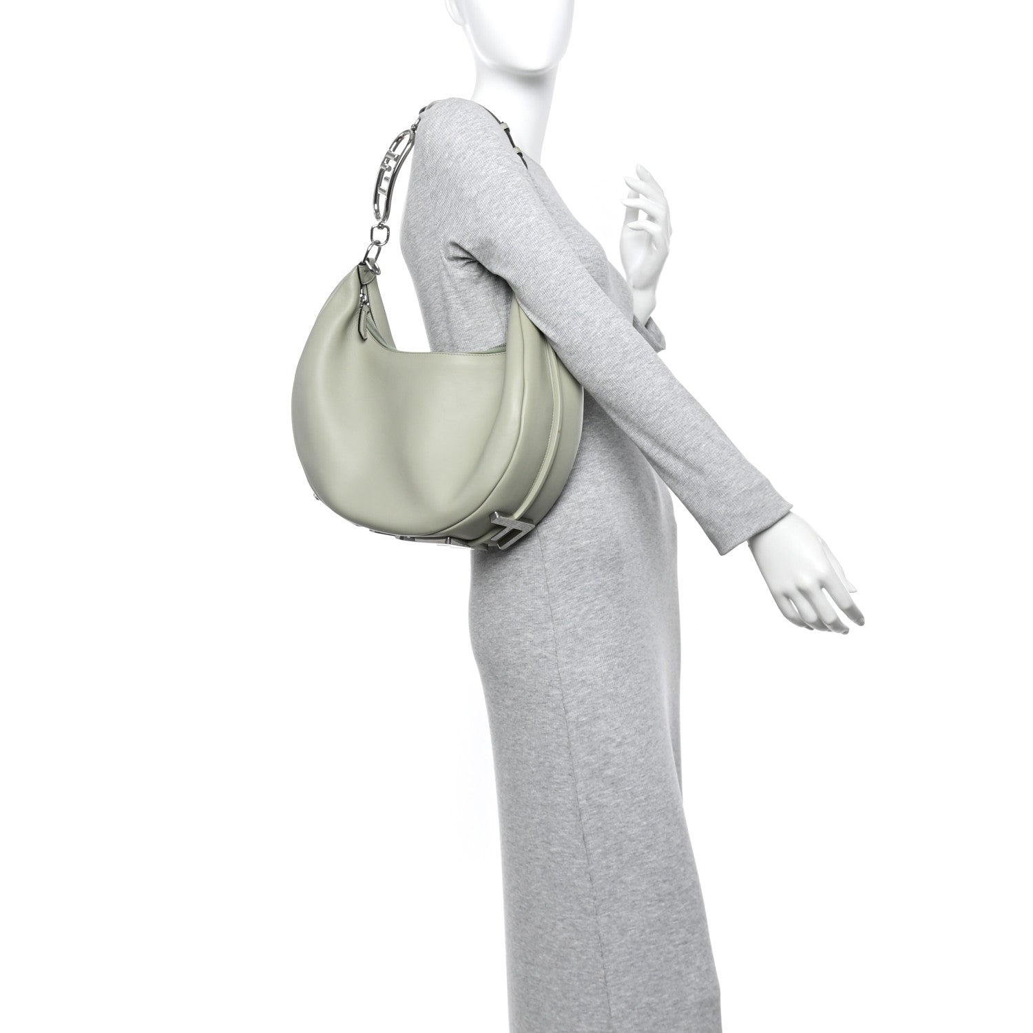 Fendi Vitello Grace Matte Medium Fendigraphy Hobo Bag Green Tea 2 of 11