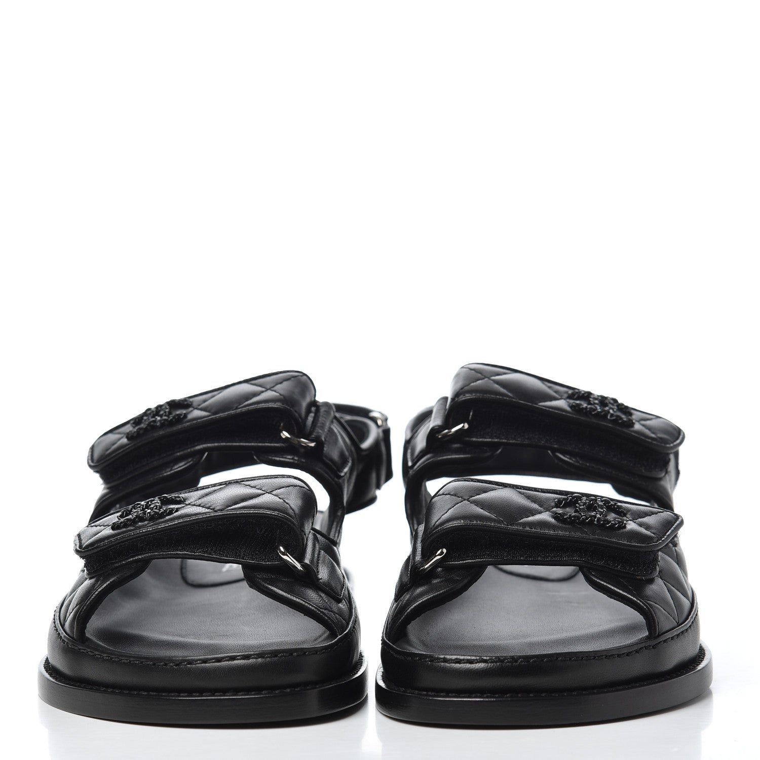 Chanel Lambskin Velcro Dad Sandals 36.5 Black 2 of 17