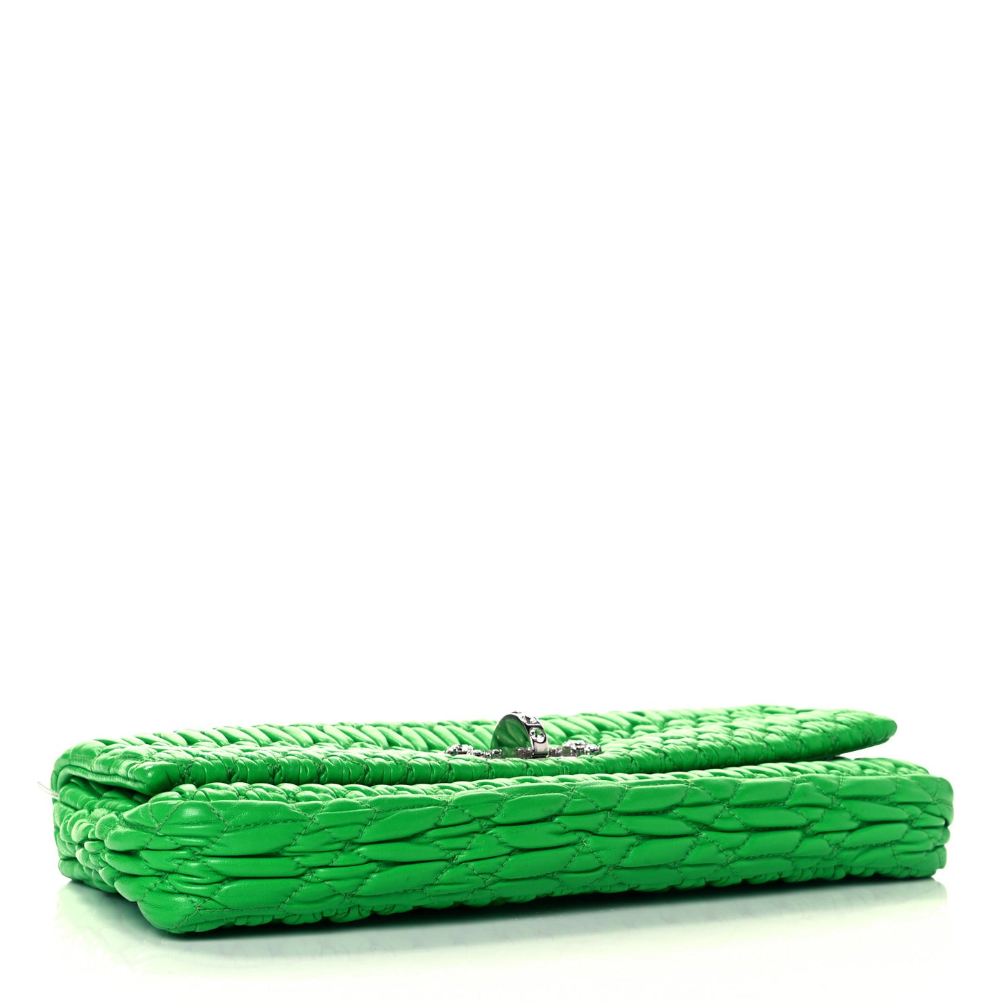 Nappa Matelasse Crystal Flap Clutch Green