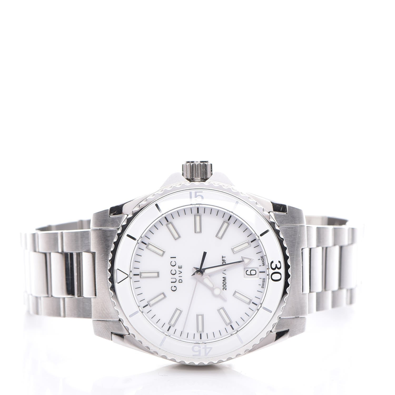 Gucci Stainless Steel 32mm Dive Quartz Watch White 3 of 11