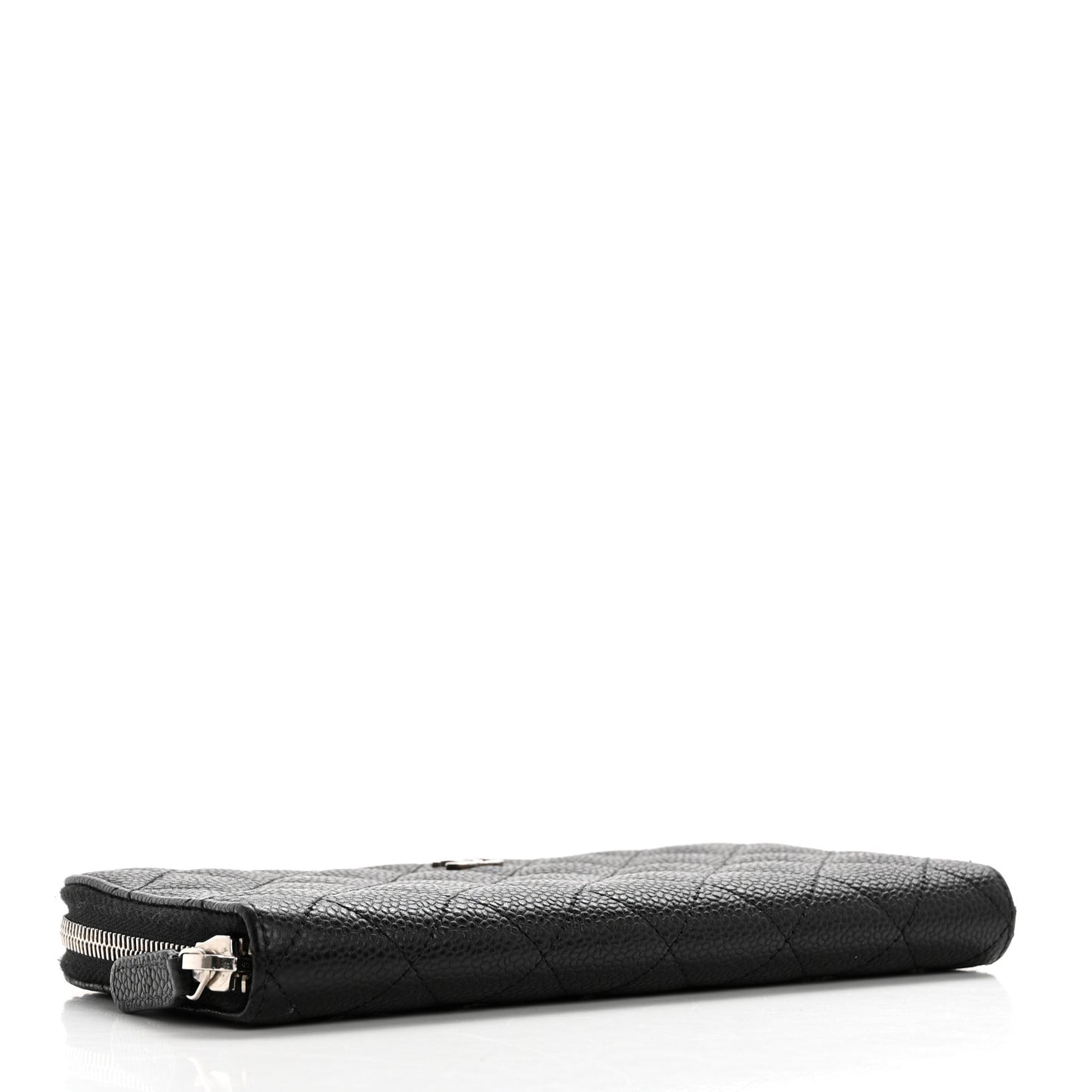 Caviar Quilted Large Gusset Zip Around Wallet Black