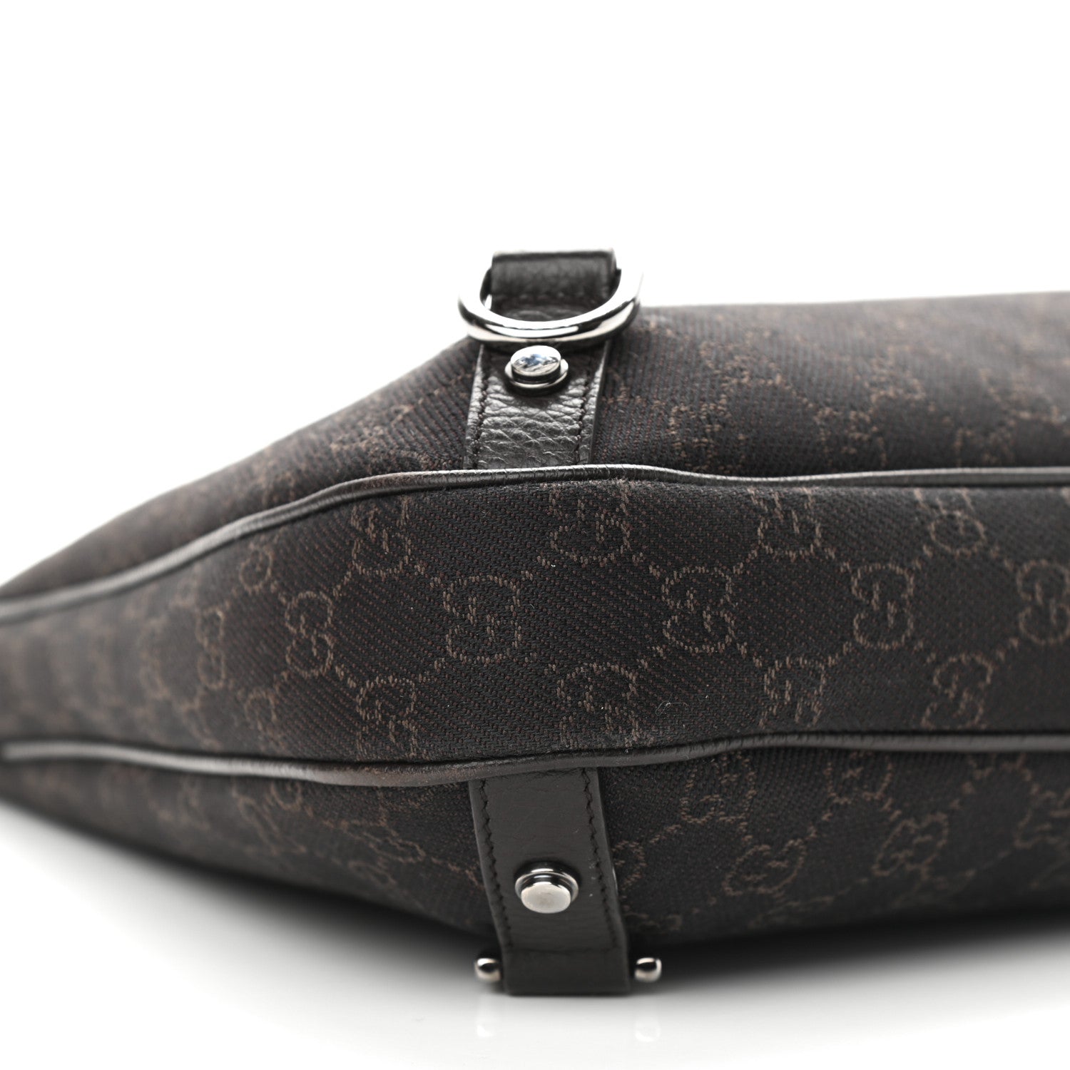 Gucci Denim Monogram Abbey D Ring Hobo Brown 8 of 9