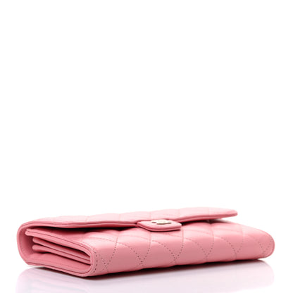 Chanel Lambskin Quilted Large Gusset Flap Wallet Pink 4 of 8
