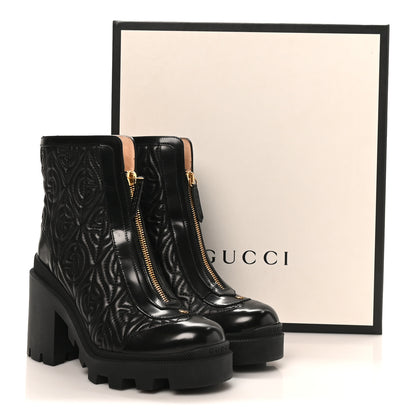 Gucci Calfskin Nappa Rhombus Quilted Trip Ankle Boots 36.5 Black 9 of 9