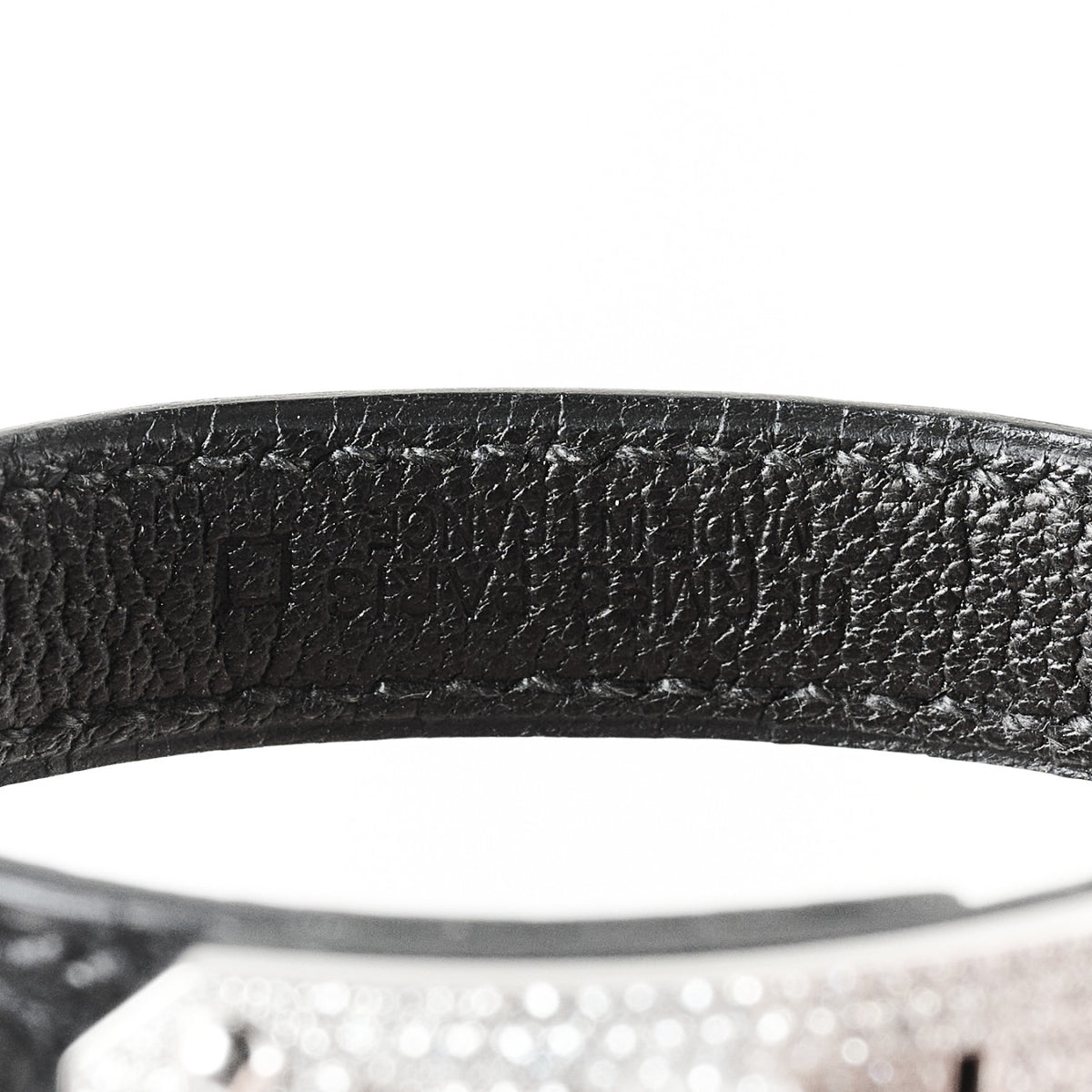 18K White Gold Shiny Alligator Diamond Kelly Bracelet SH Black