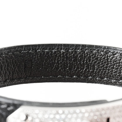 Hermes 18K White Gold Shiny Alligator Diamond Kelly Bracelet SH Black 3 of 7